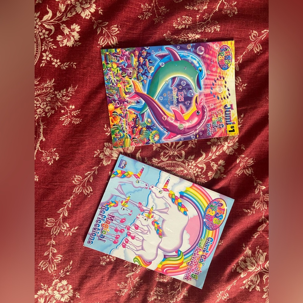 Lisa Frank Y2K Colorful Dolphin and Unicorn Coloring Books 2014 and 2018